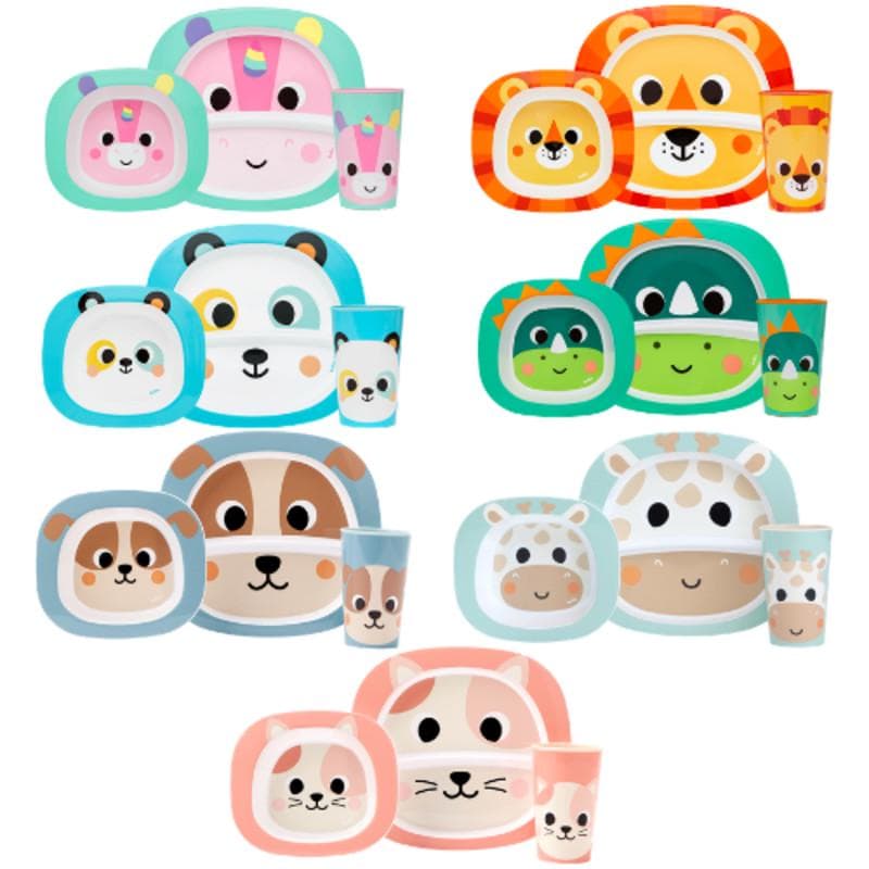 Kit Refeição Infantil Buba Zoo - Prato, Bowl e Copo